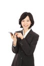 Young asian woman touch smartphone Royalty Free Stock Photo