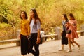 Young asian woman touring in Shenzhen Bay