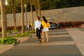 Young asian woman touring in Shenzhen Bay