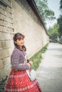 Young asian woman traveler in korean national dress Royalty Free Stock Photo