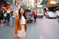 Beauty traveller female in city lifestyle chinatown street food market Bangkok