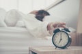 Young asian woman wake up early in morning Royalty Free Stock Photo