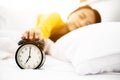 Young asian woman wake up early in morning Royalty Free Stock Photo