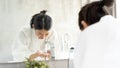 Young Asian Woman Washing Her Face In Bathroom. Royalty Free Stock Photo