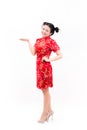 Young asian woman wearing chinese dress traditional cheongsam wi Royalty Free Stock Photo
