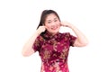 Young asian woman wearing chinese dress traditional cheongsam wi Royalty Free Stock Photo