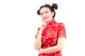 Young asian woman wearing chinese dress traditional cheongsam wi Royalty Free Stock Photo