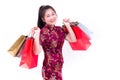 Young asian woman wearing chinese dress traditional cheongsam wi Royalty Free Stock Photo