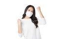 Young Asian woman wearing face mask to prevent infection corona virus Air pollution Royalty Free Stock Photo