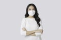 Young Asian woman wearing hygienic mask to prevent infection corona virus. Royalty Free Stock Photo