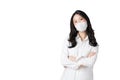 Young Asian woman wearing hygienic mask to prevent infection corona virus Royalty Free Stock Photo