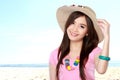 Young asian woman wearing summer hat Royalty Free Stock Photo