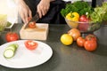 young asian woman work cooking in modern kitchen Royalty Free Stock Photo