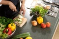 young asian woman work cooking in modern kitchen Royalty Free Stock Photo