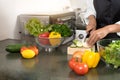 young asian woman work cooking in modern kitchen Royalty Free Stock Photo