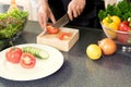 young asian woman work cooking in modern kitchen Royalty Free Stock Photo