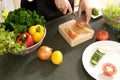 young asian woman work cooking in modern kitchen Royalty Free Stock Photo