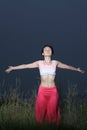 Young asian woman YOGA outside Royalty Free Stock Photo