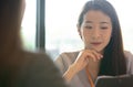 Young asian woman Interviewer. Hiring employee concept. Royalty Free Stock Photo