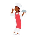 Young Aspiring Chef Girl Character Confidently Carries A Tray, Showcasing Her Culinary Creations With Ok Gesture