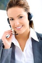 Young assistant operator with headset Royalty Free Stock Photo