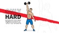 Young athlete lifts dumbbell vector illustration