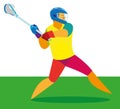 Young athlete is a player in lacrosse take throw