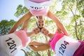 Young athlete women forming huddles Royalty Free Stock Photo