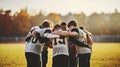 Young Athletes Convene on the Field to Forge Their Game Plan Before a Game