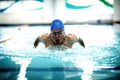 Young, athletic, butterfly, swimming, technique Royalty Free Stock Photo