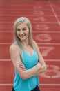 A Young Athletic College Athlete Prepares For A Track Meet At A University Royalty Free Stock Photo