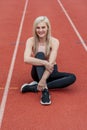 A Young Athletic College Athlete Prepares For A Track Meet At A University Royalty Free Stock Photo