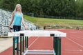 A Young Athletic College Athlete Prepares For A Track Meet At A University Royalty Free Stock Photo