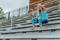 A Young Athletic College Athlete Prepares For A Track Meet At A University Royalty Free Stock Photo