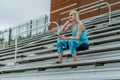 A Young Athletic College Athlete Prepares For A Track Meet At A University Royalty Free Stock Photo