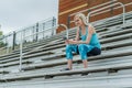 A Young Athletic College Athlete Prepares For A Track Meet At A University Royalty Free Stock Photo