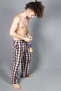 Young athletic ginger in pyjamas man studio portrait Royalty Free Stock Photo