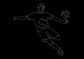 Young athletic male soccer player line art