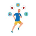 young athletic man running with healthy food Royalty Free Stock Photo