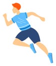Young athletic man running in sportswear, dynamic sprinting action. Healthy lifestyle exercise with determined male