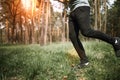Running man. Male runner jogging at the park. Guy training outdoors. Exercising on forest path. Healthy lifestyle Royalty Free Stock Photo