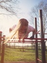 Woman Doing Push Ups in the Park Royalty Free Stock Photo