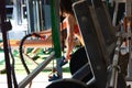 Young athletic woman doing some crossfit exercises with some battle ropes in the gym. gymnastics, sport, rope, training, athlete, Royalty Free Stock Photo