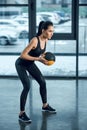 young athletic woman exercising with ball Royalty Free Stock Photo