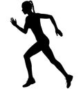 Young athletic woman training sport run, girl doing jogging fitness. Detailed realistic silhouette