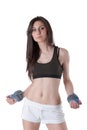 Young athletic woman wearing a wrist weights Royalty Free Stock Photo