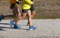 Young athletics runners on a race. Outdoor circuit