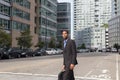 Young attractive African American man in business suits, looking