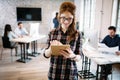 Young attractive architect working in modern office Royalty Free Stock Photo