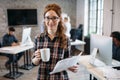 Young attractive architect working in modern office Royalty Free Stock Photo